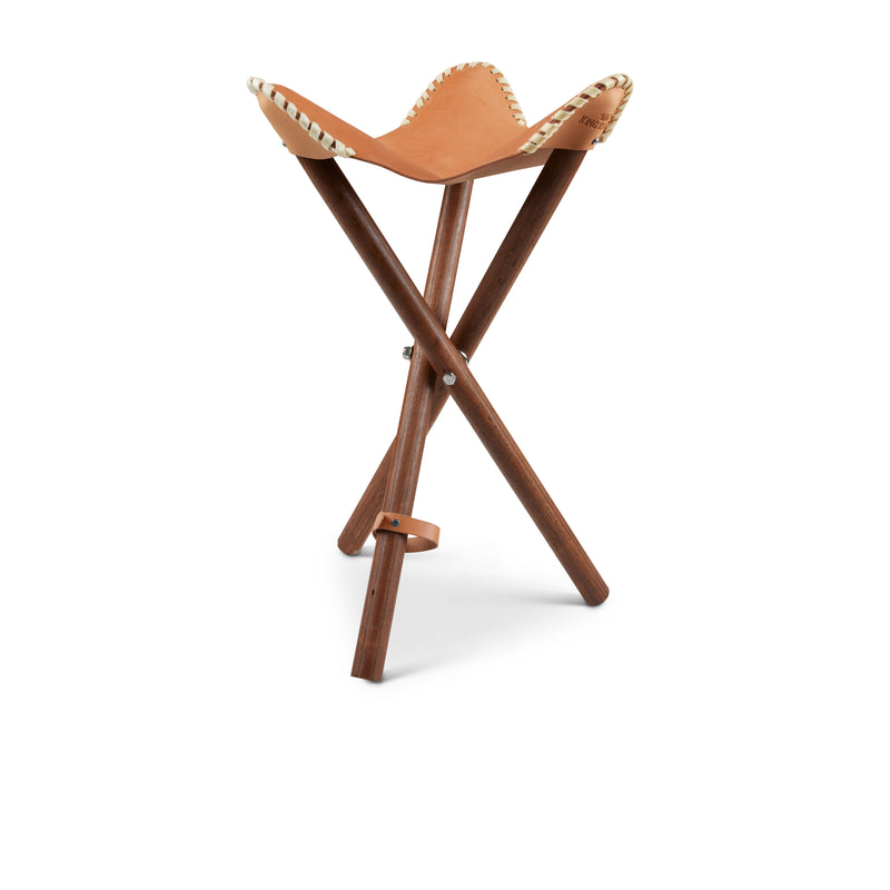 Folding Camp Stool-Natural Leather | Default Title