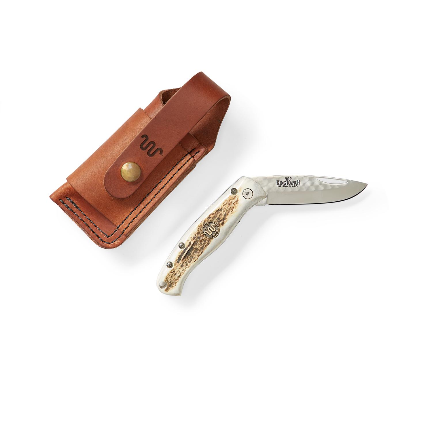 Antler Handle Lion Knife – King Ranch Saddle Shop
