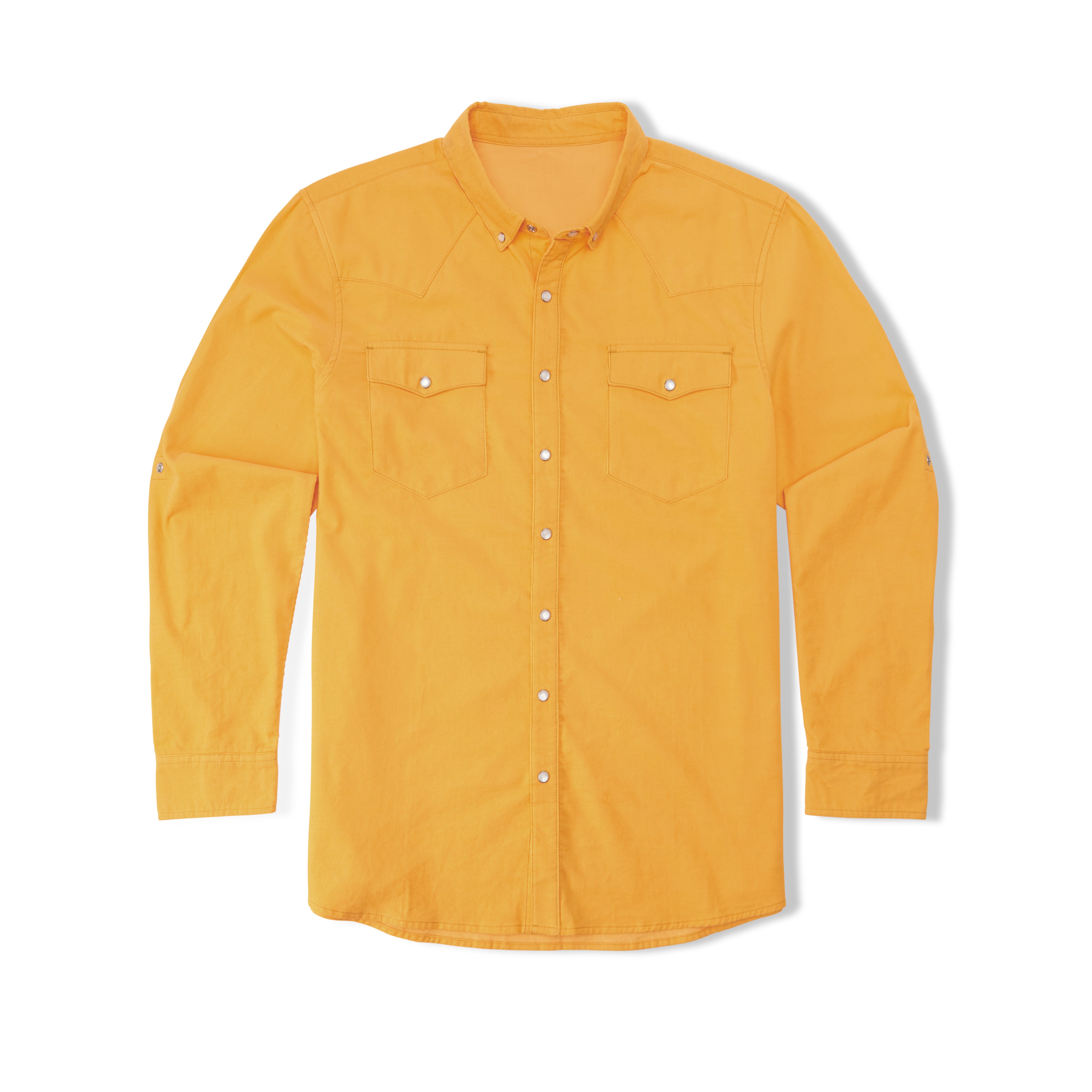 Men's Western Pearl Snap Flannel Shirt - 100% Cotton Corduroy Lined Long Sleeve - View #8