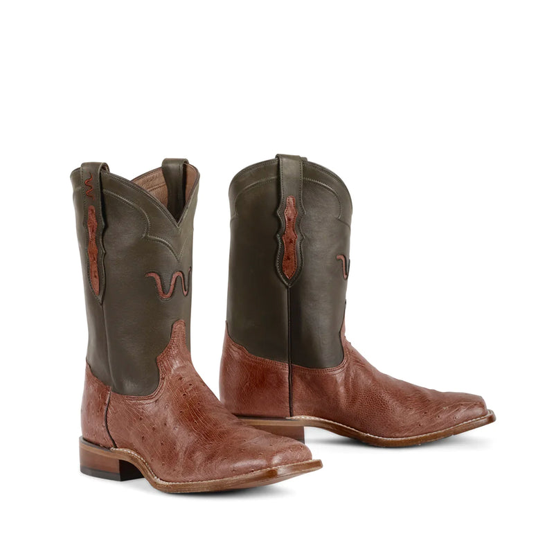Mens Two-Tone Smooth Ostrich Dress Boot | 8 / D Width