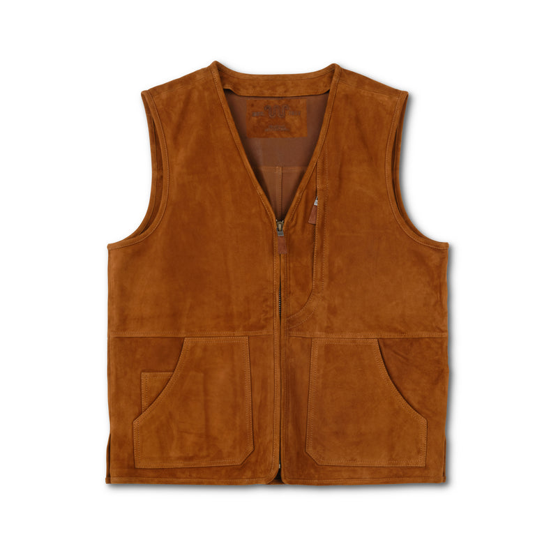Men's Goat Suede Field Vest | COGNAC / Small