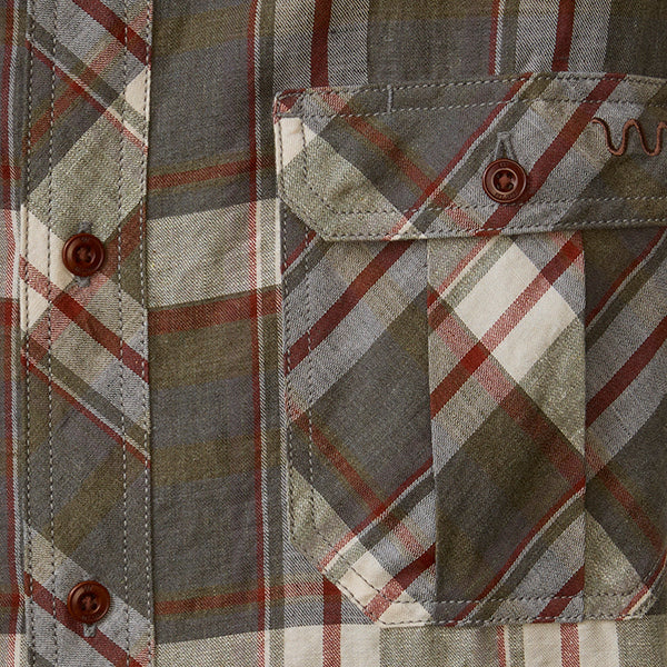 Men's Linen Utility Short Sleeve Shirt, Plaid