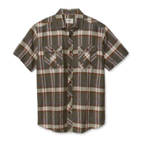 Men's Linen Utility Short Sleeve Shirt, Plaid