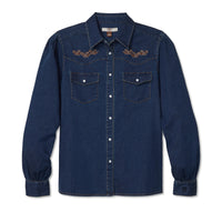 Women's Embroidered Dark Denim Shirt