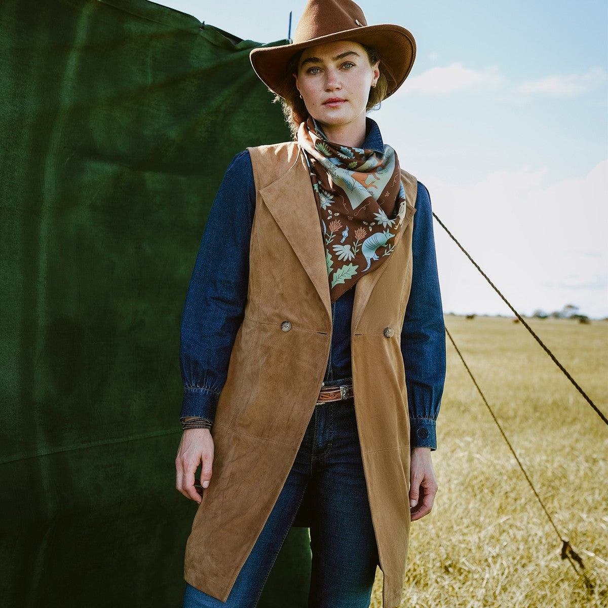 Women's Goat Suede Long Vest