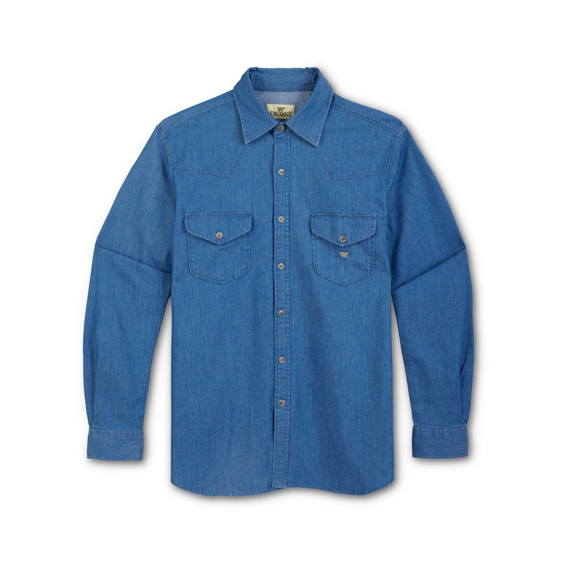 Men's Medium Wash Denim Button Down Shirt | Small
