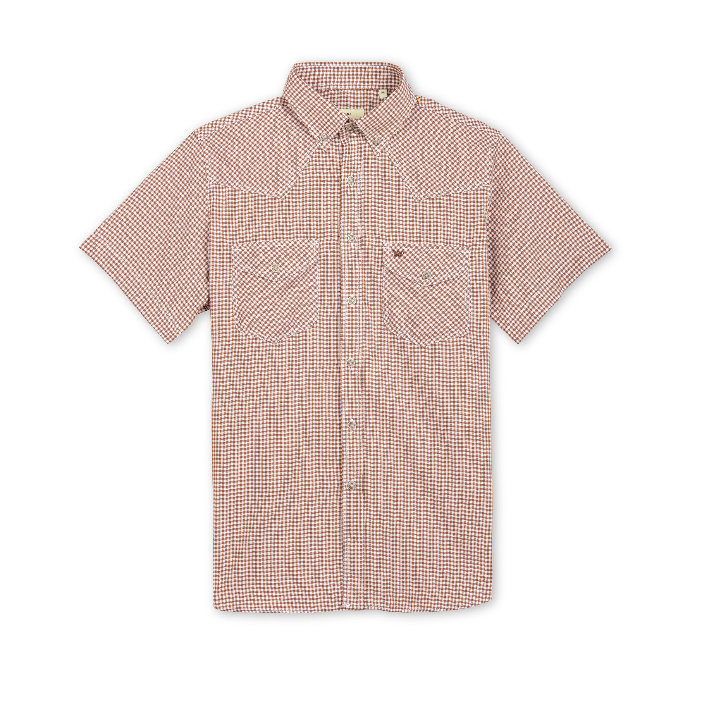 Men's S/S Two tone Grid Western Collar Shirt