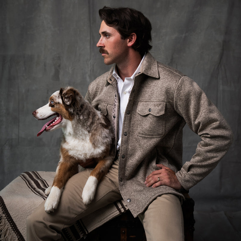 Men's Sweater Fleece Shirt Jacket | OATMEAL / Small