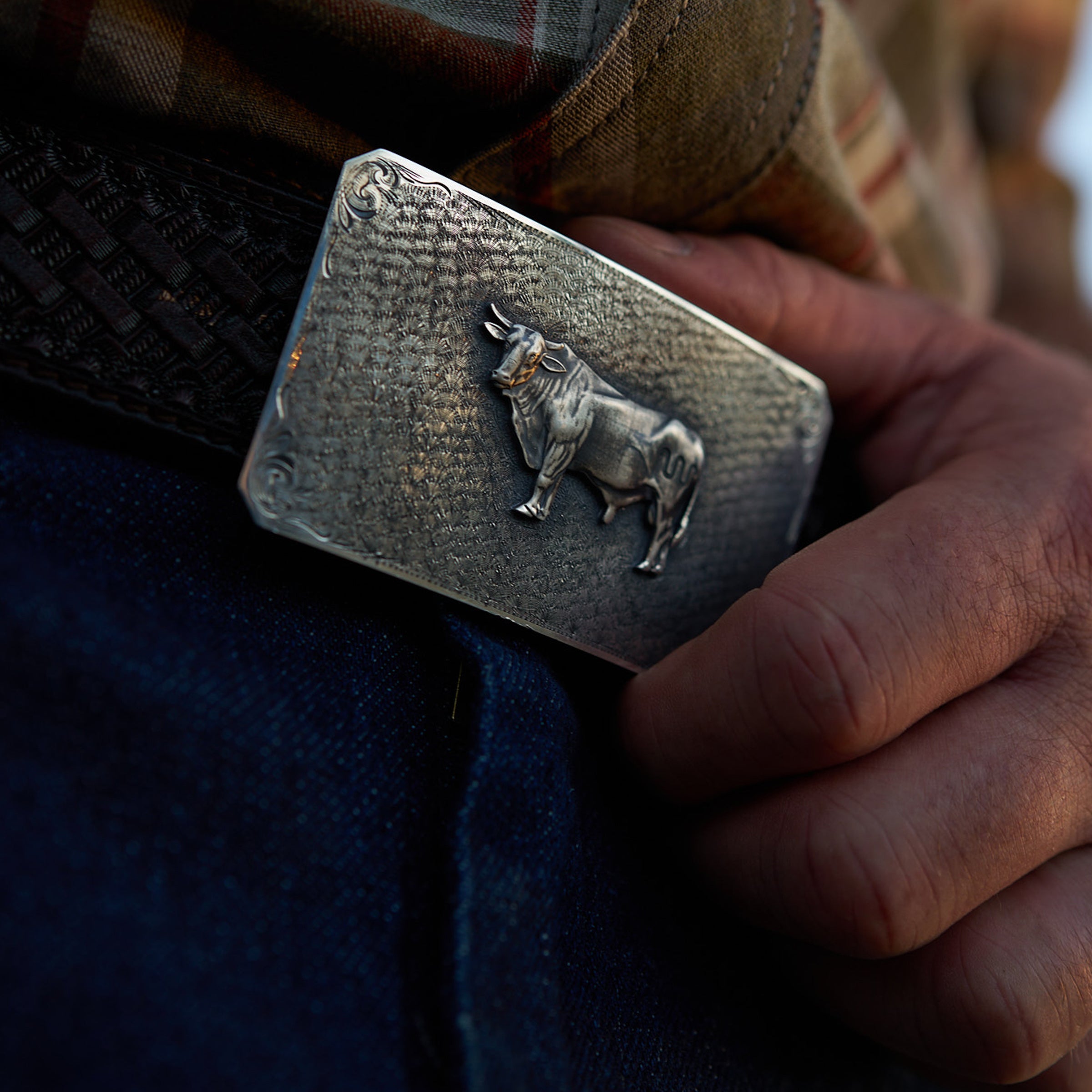 King Ranch X Clint Orms Bull Belt Buckle