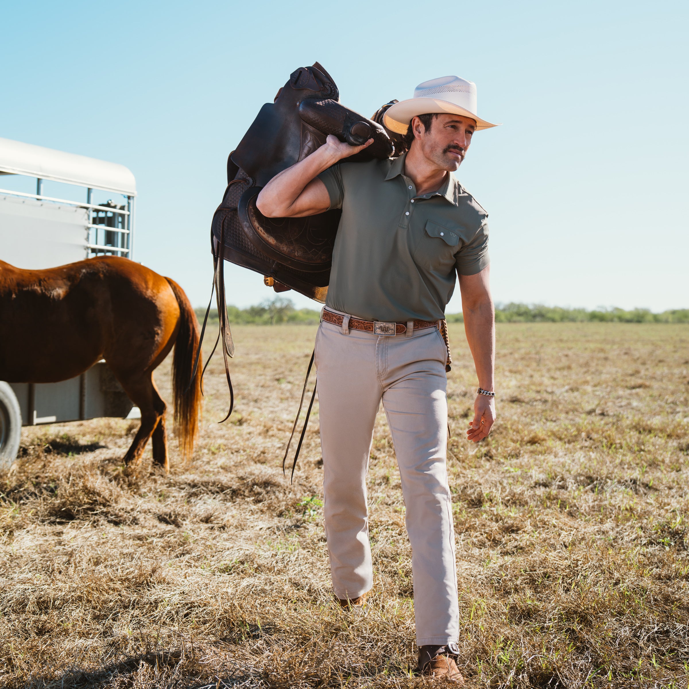 Men's Blue Norther™ Ranch Performance Polo – King Ranch Saddle Shop
