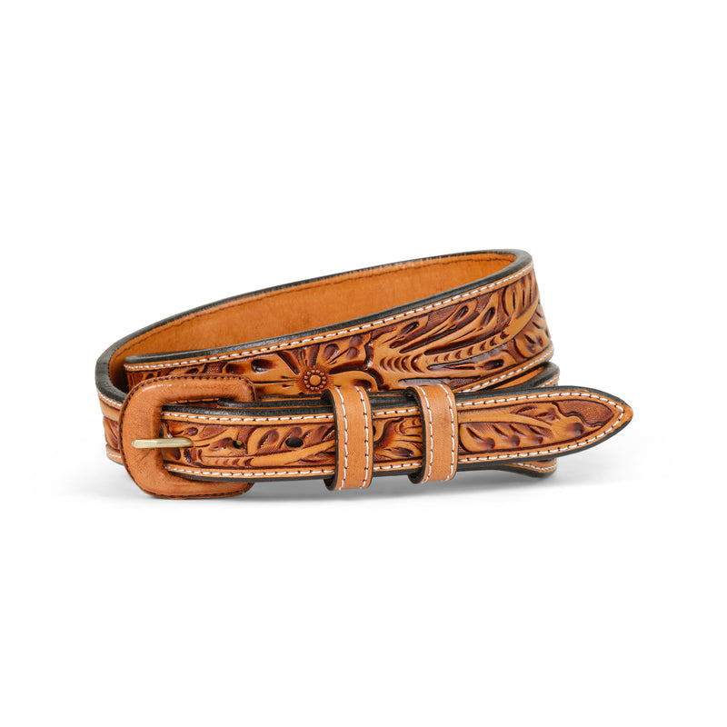 Tapered Floral Belt | COGNAC / 32