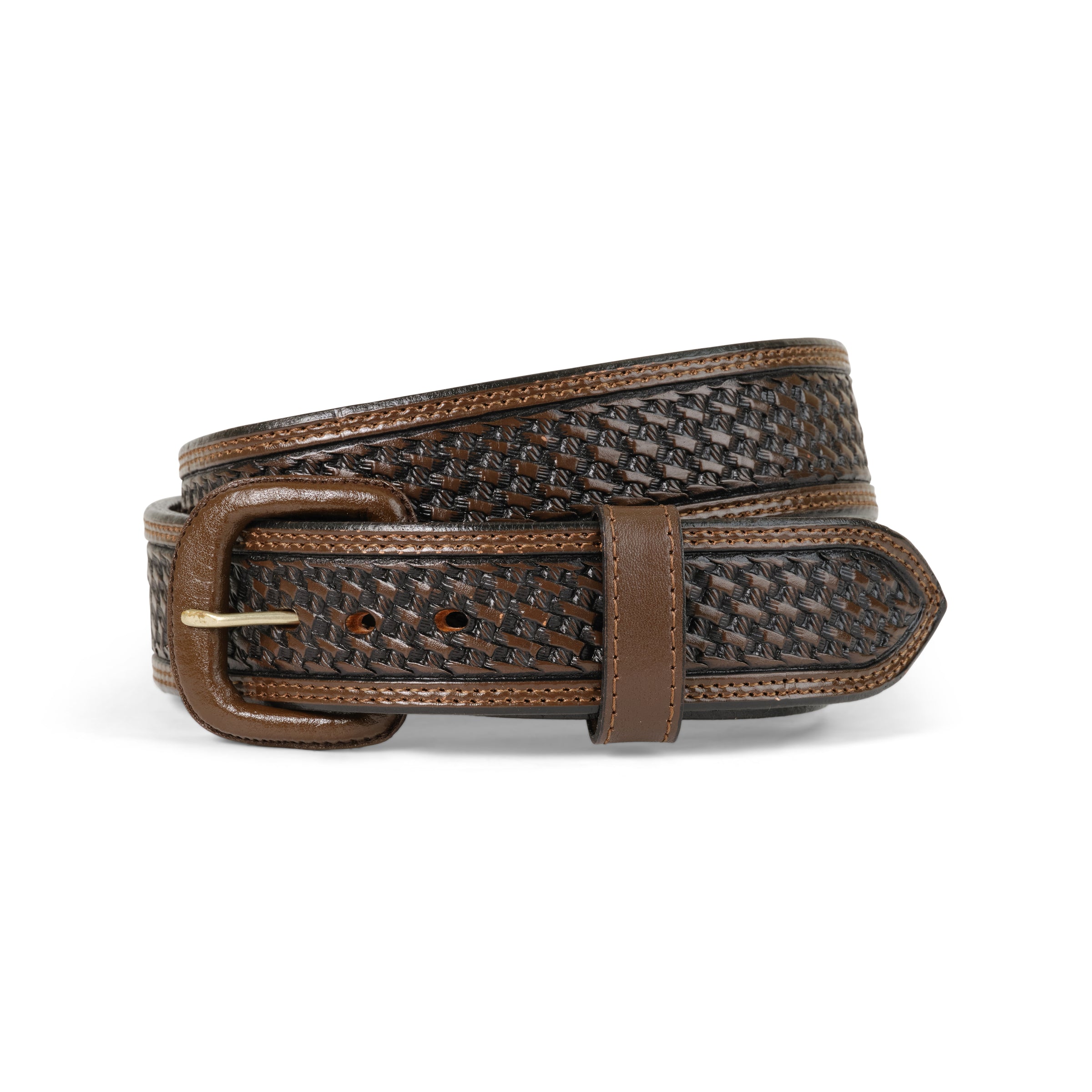Basketweave Brown Belt – King Ranch Saddle Shop