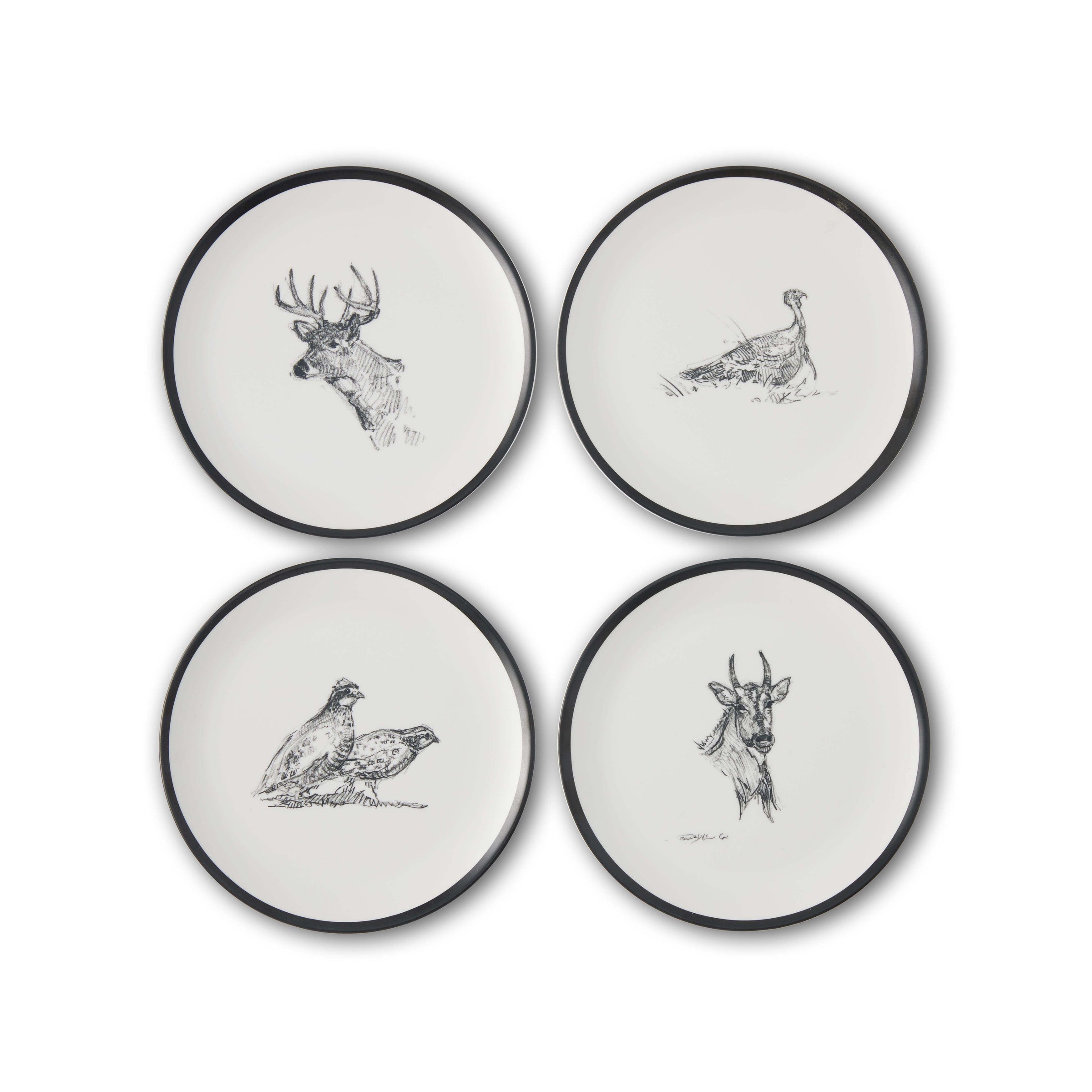 Wildlife Melamine Dessert Plate - Set of 4