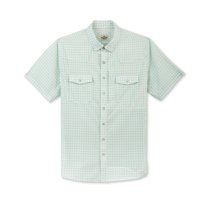 Men's Laguna Madre Short Sleeve Performance Pearl Snap Shirt | SEAFOAM / Small