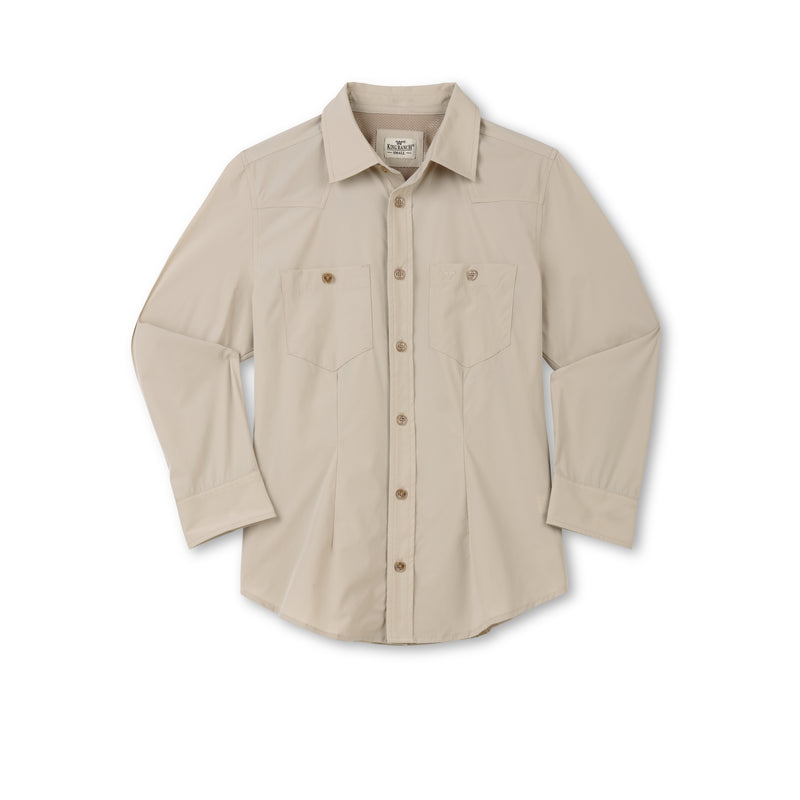 Women's Long Sleeve Performance Button Down Shirt | TAN / Extra Small