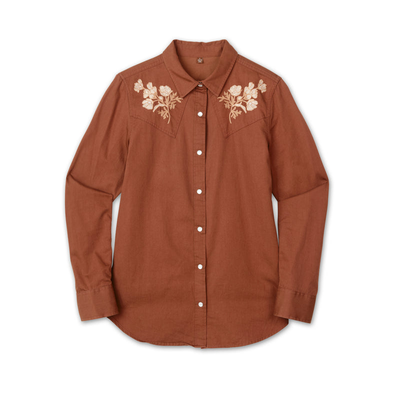Women's Embroidered Ranch Shirt | KING RANCH BROWN / Extra Small