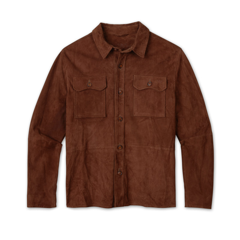 Men's Goat Suede Shirt Jacket | CHOCOLATE / Small