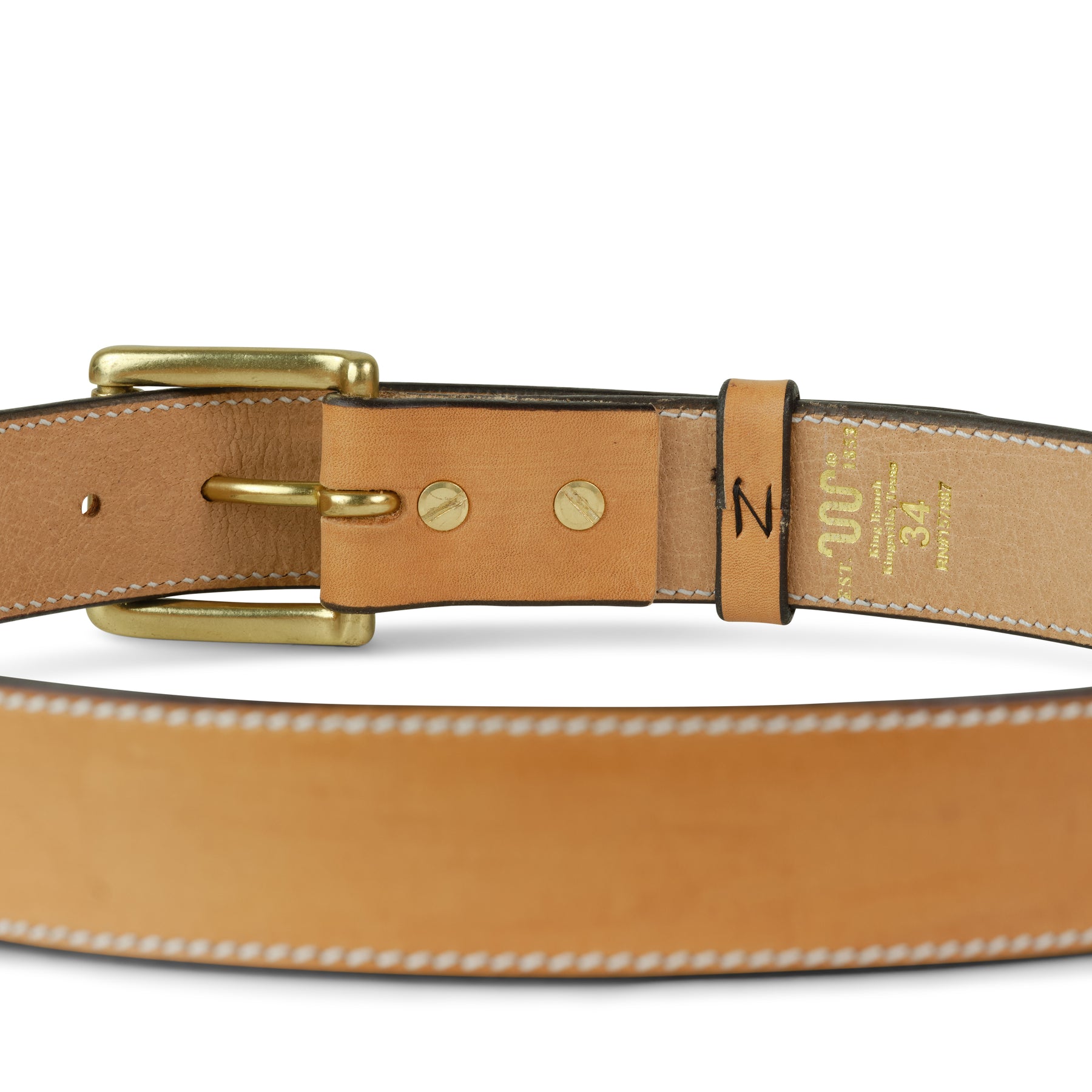 Marshall Fields  belt tan gold trim 32‎ inches unisex vintage Amazon.com: German WWI Brown Leather Equipment Belt- Size 32  main image 4