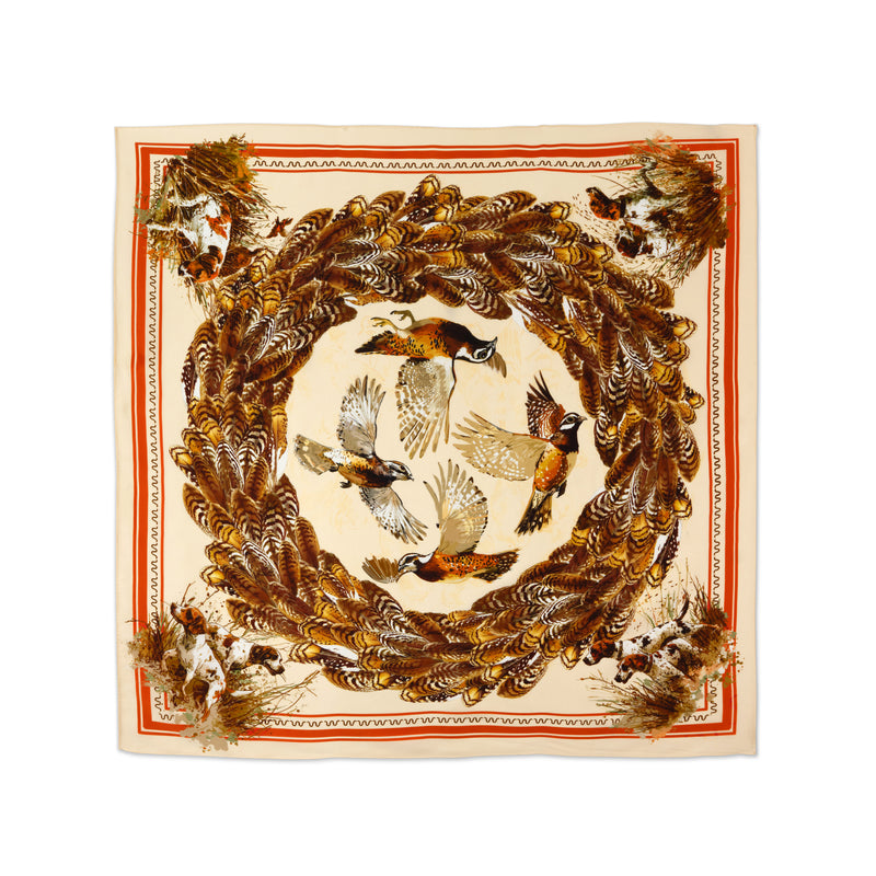 Flush Of Quail Silk Scarf | CREAM