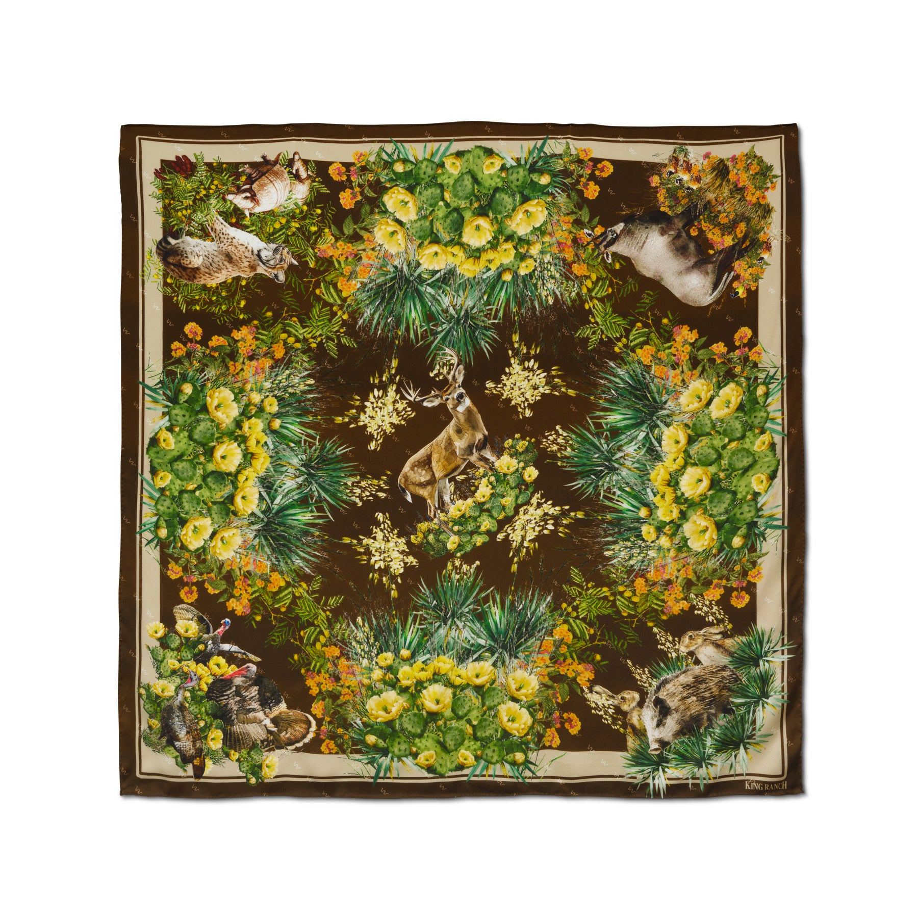King Ranch Flora and Fauna Silk Scarf – King Ranch Saddle Shop
