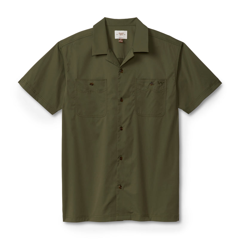 Men's Blue Norther™ Canelo Camp Shirt, Solid | DARK OLIVE / Small