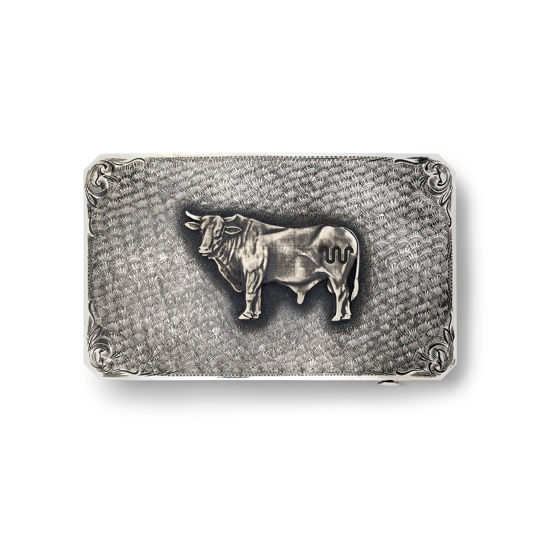 Sterling Silver Belt Buckle by Clint Orms - Bull Belt Buckle