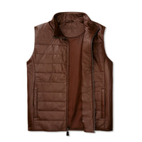 Men's Channel Quilted Leather Vest