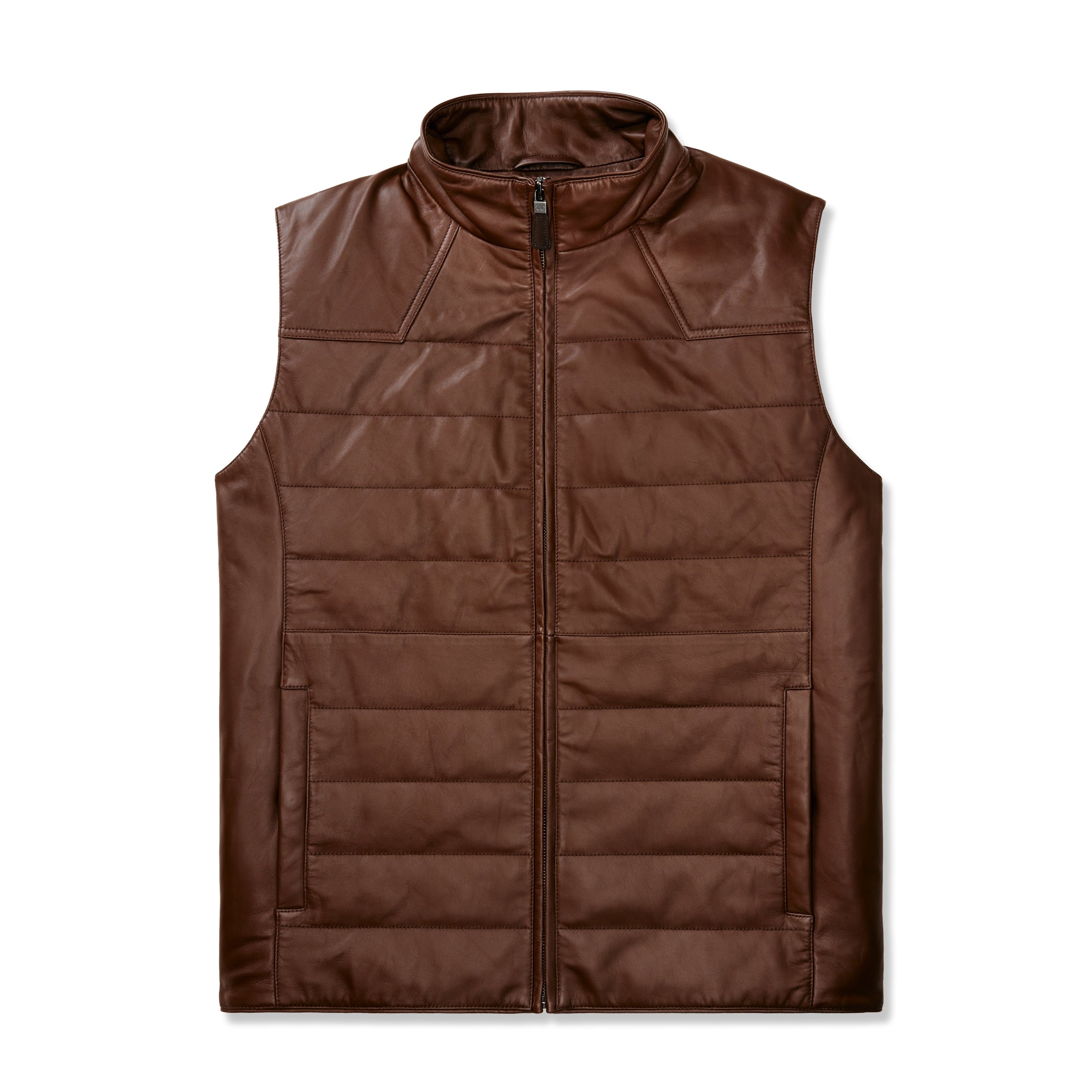 Men's Channel Quilted Leather Vest