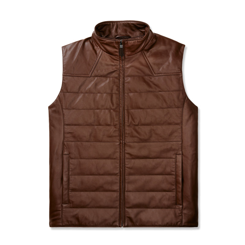 Men's Channel Quilted Leather Vest | Men's Channel Quilted Leather Vest