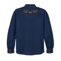 Women's Embroidered Dark Denim Shirt