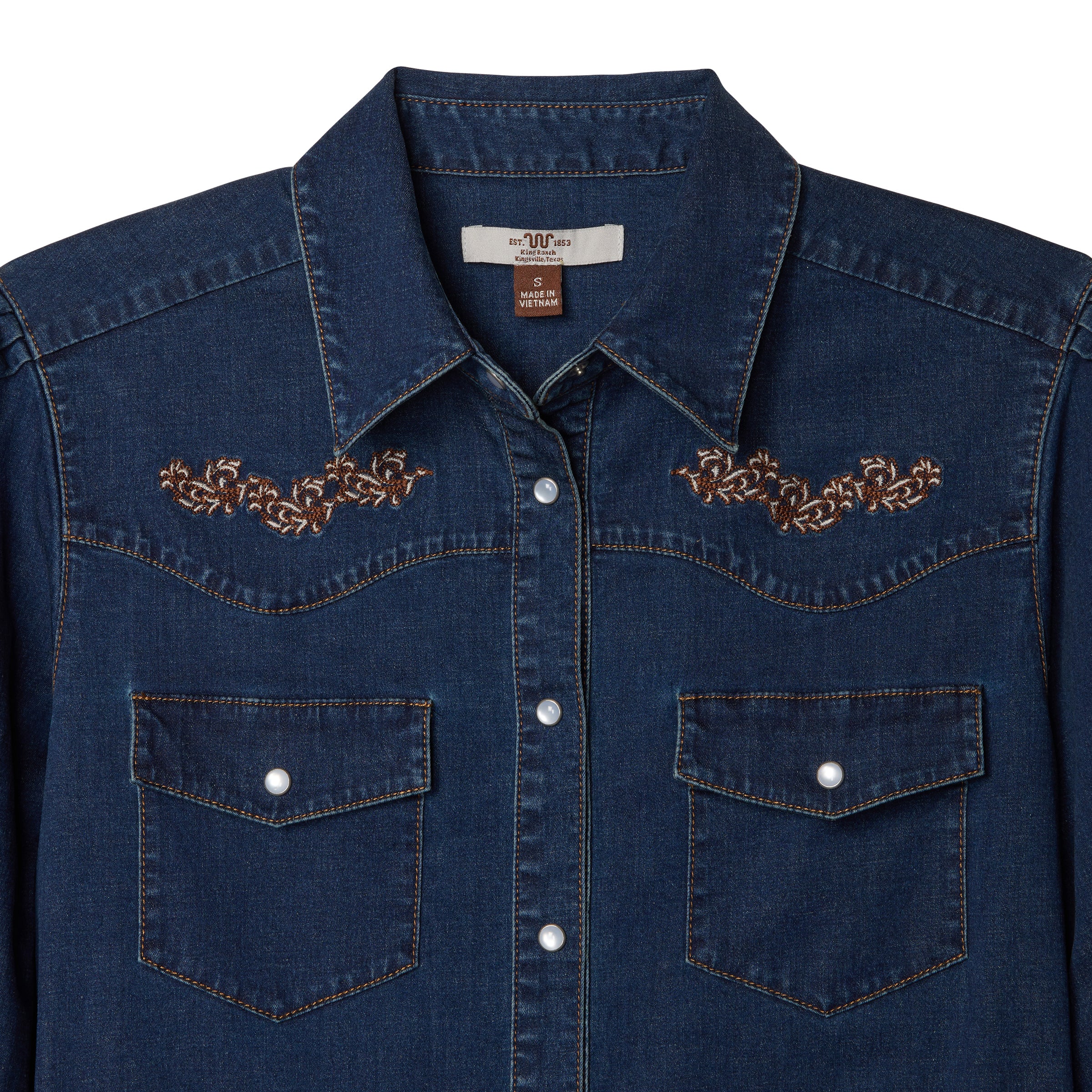 Women's Embroidered Dark Denim Shirt