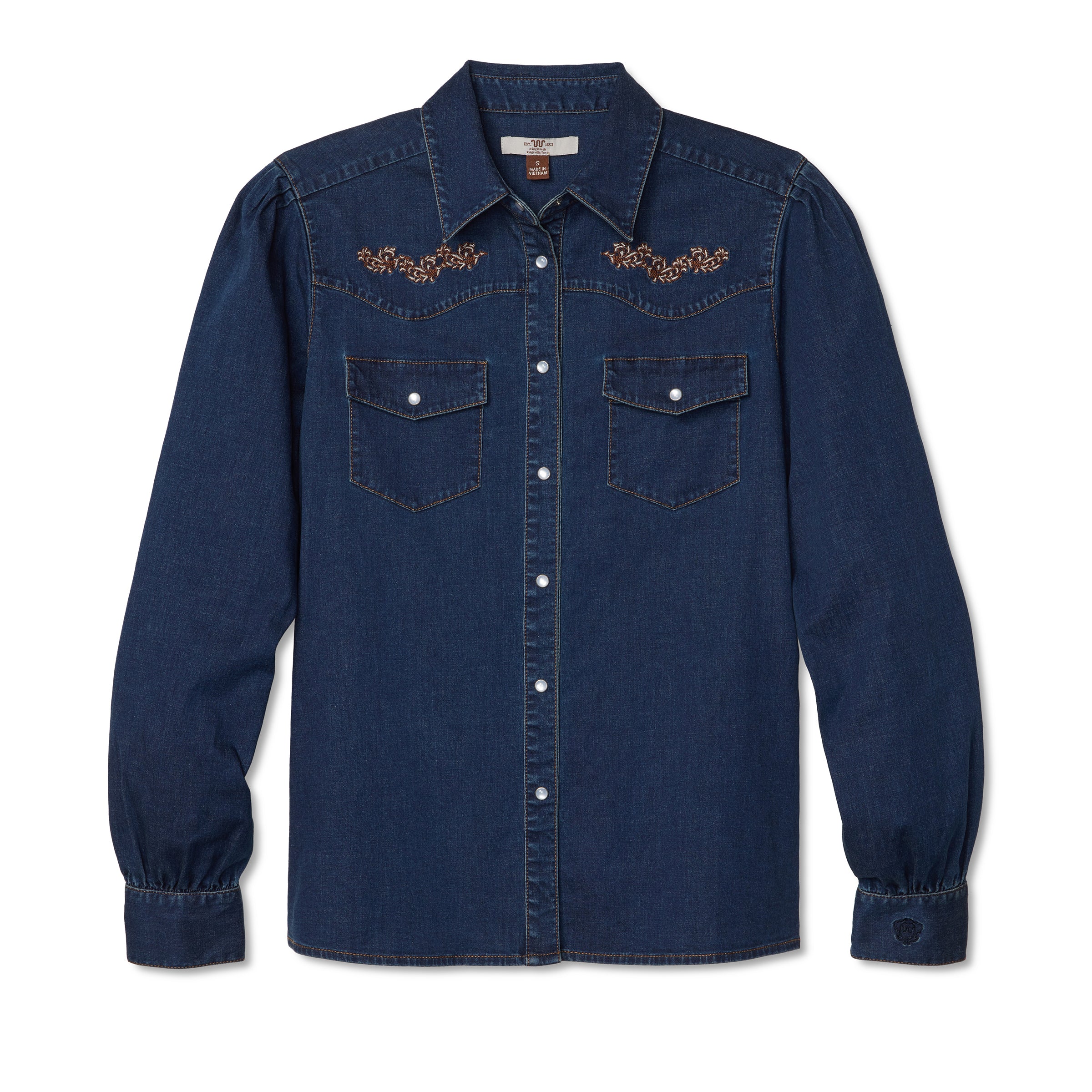Women's Embroidered Dark Denim Shirt