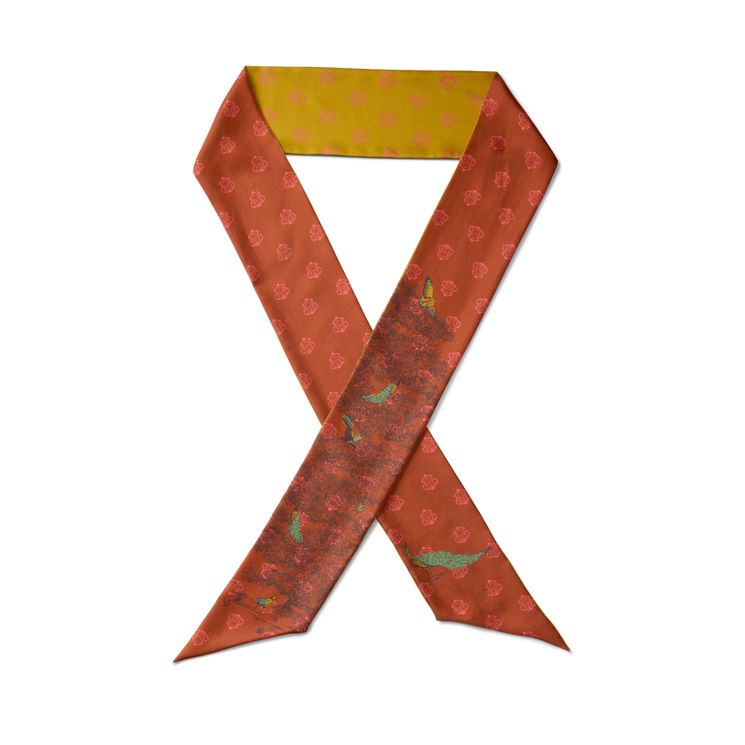 Birds of the Ranch Silk Skinny Scarf