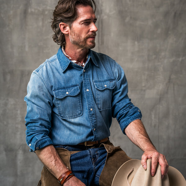 denim dress shirt mens Western Our new Denim Sunday Shirt is super soft How to Wear a Denim