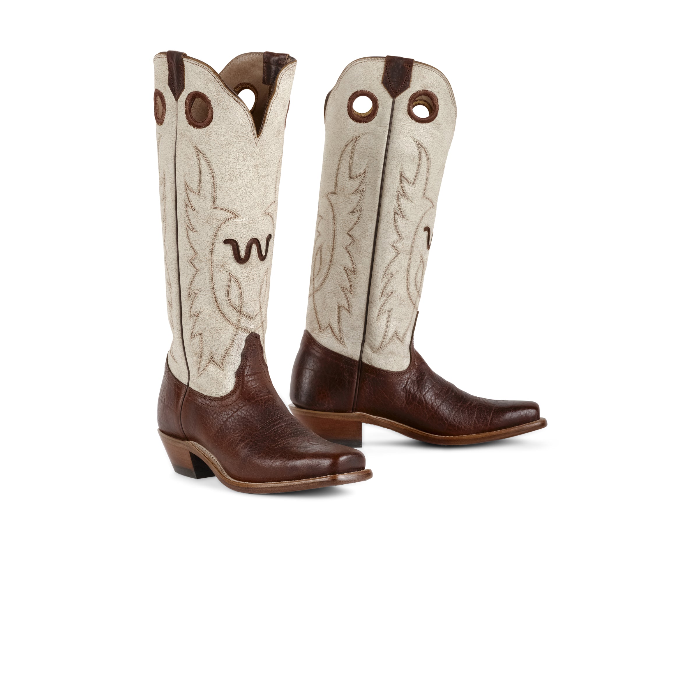 Running W Buckaroo Cowgirl Boots Shop Women's White Brown