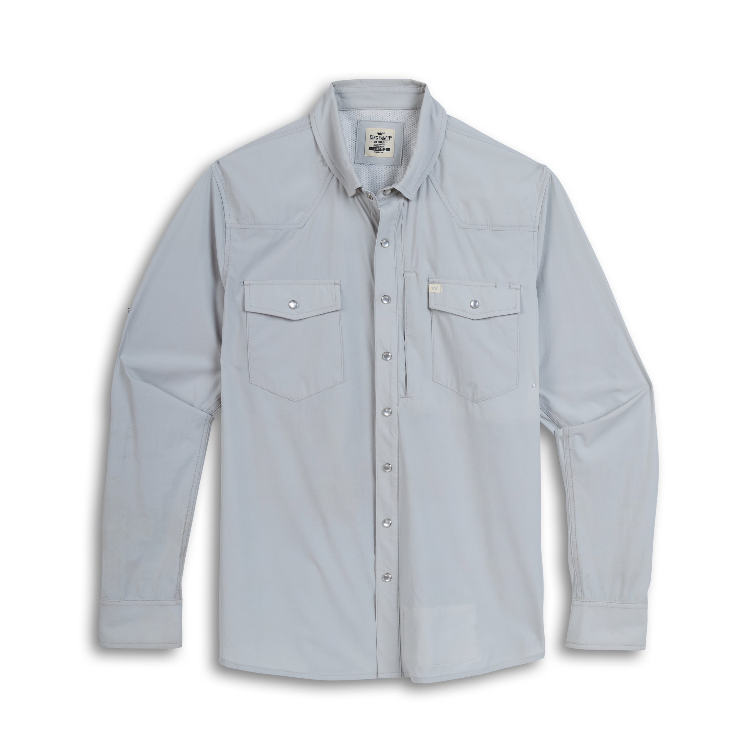 Men's Long Sleeves Ultimate Western Fishing Shirt | Color: Grey | Size: Medium by King Ranch Saddle Shop