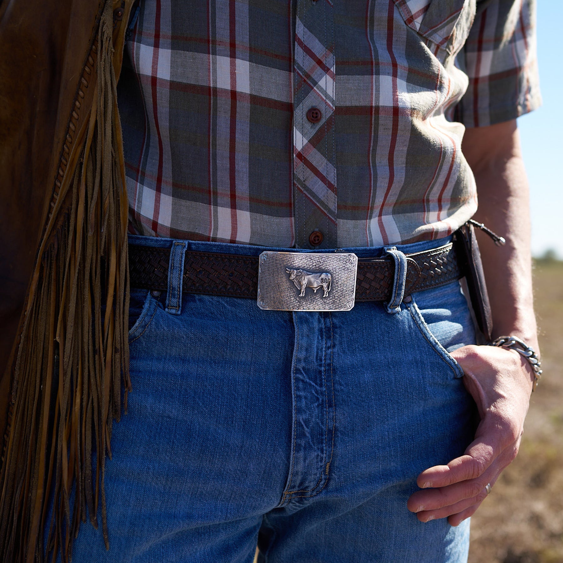 Sterling Silver Belt Buckle by Clint Orms - Bull Belt Buckle