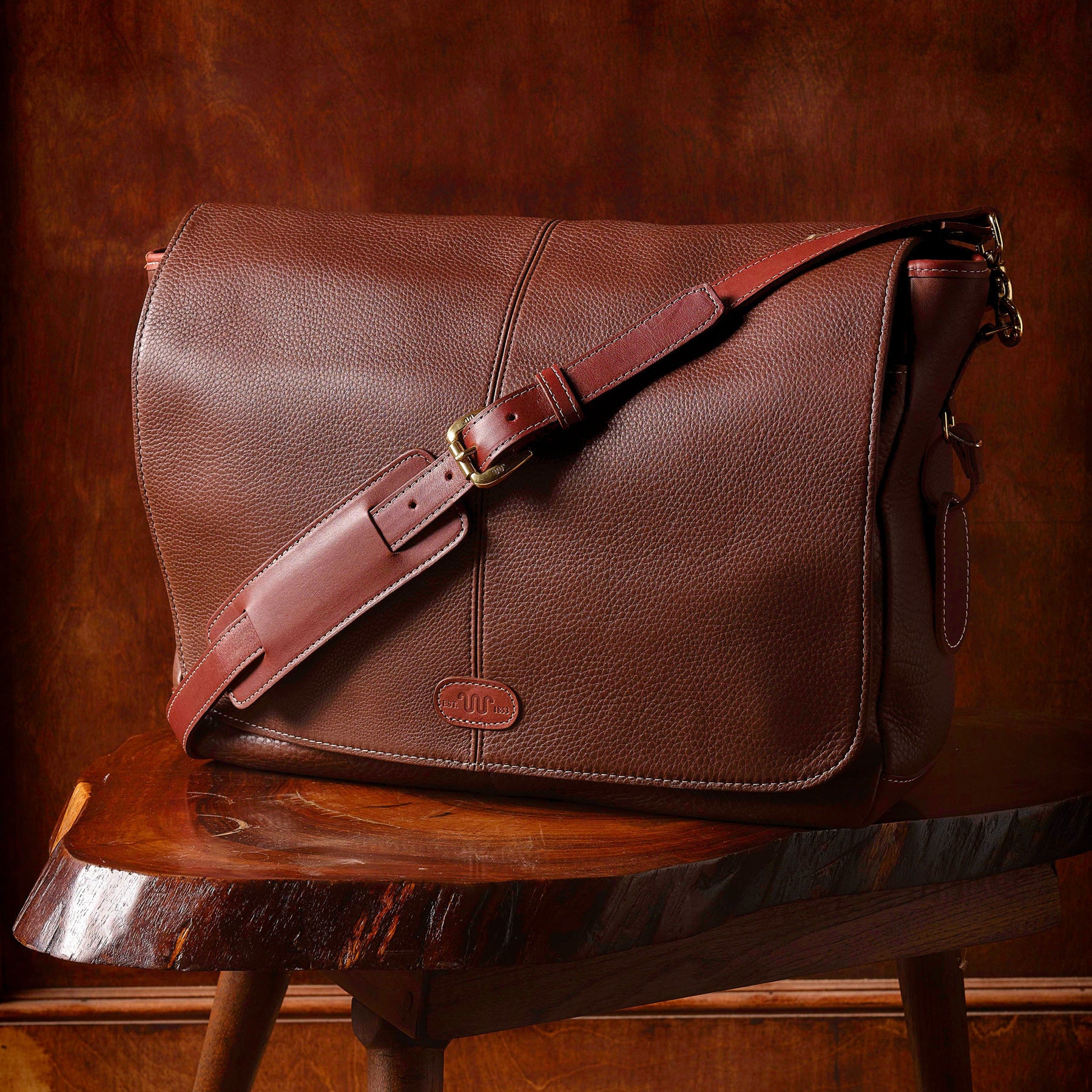 brown leather messenger backpack Heritage Messenger Bag