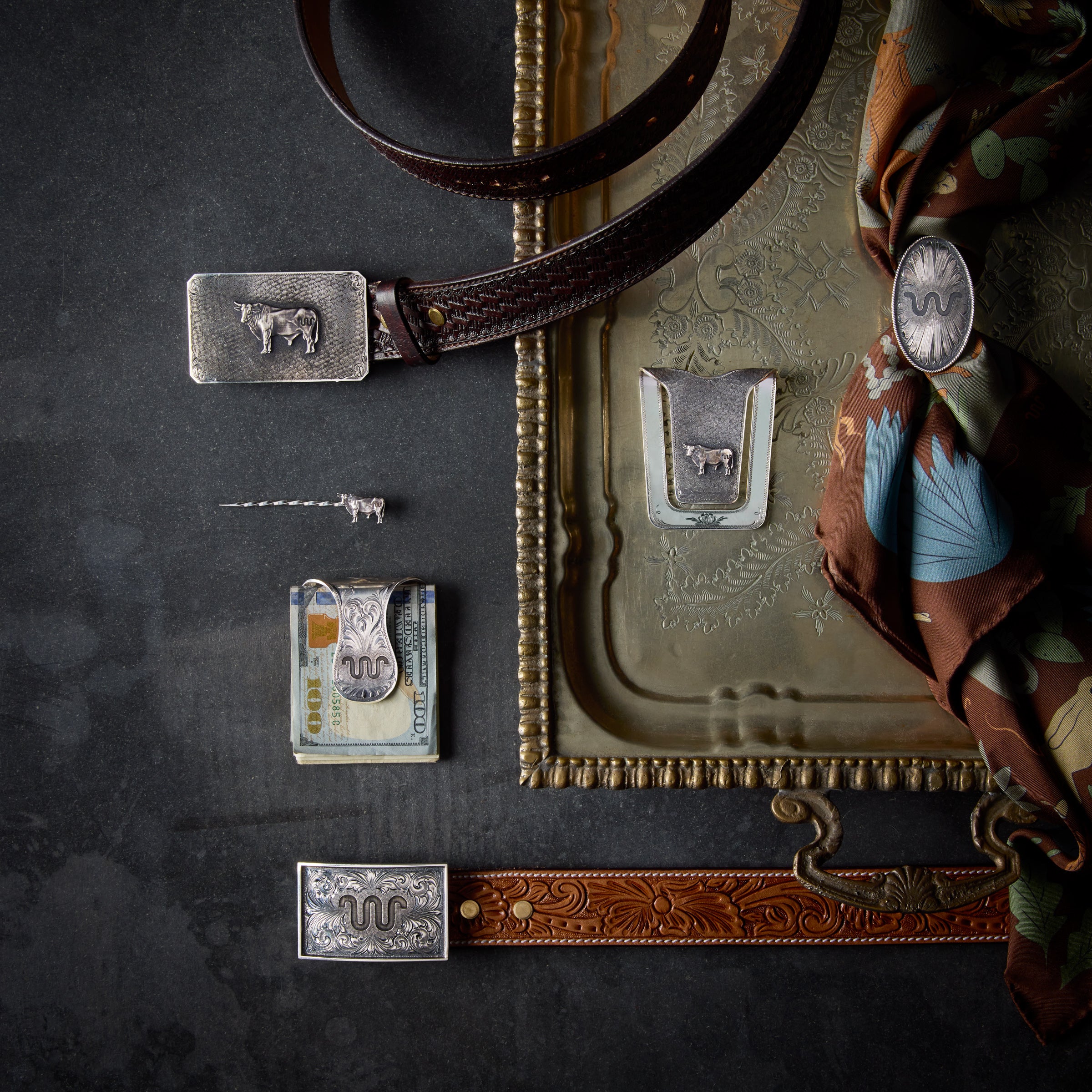 King Ranch X Clint Orms Bull Belt Buckle