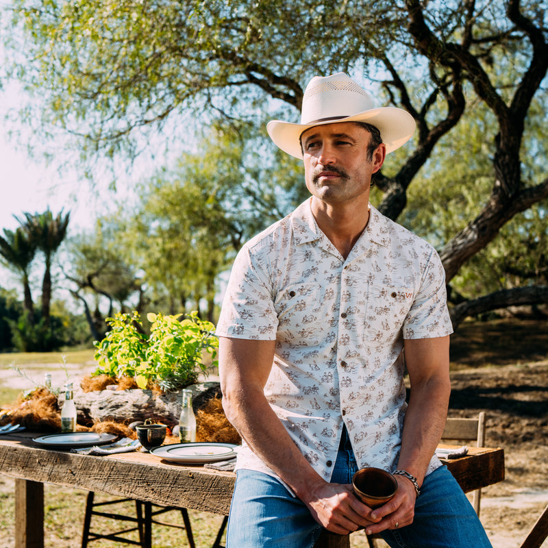 Men's Blue Norther™ Canelo Camp Shirt Cowboy Print | lifestyle